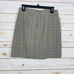 LOFT Women's Mini Skirt in Black and Tan Checkered